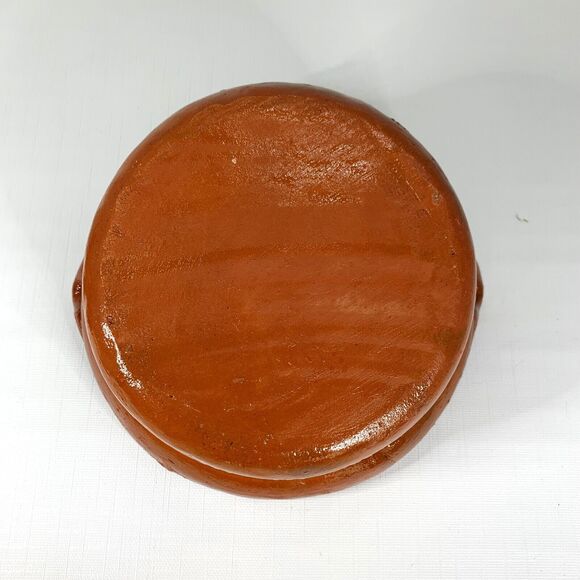 Primitive Covered Dish Tonala Terracotta Lid Hand Painted Mexico Rustic Vintage - Picture 7 of 7